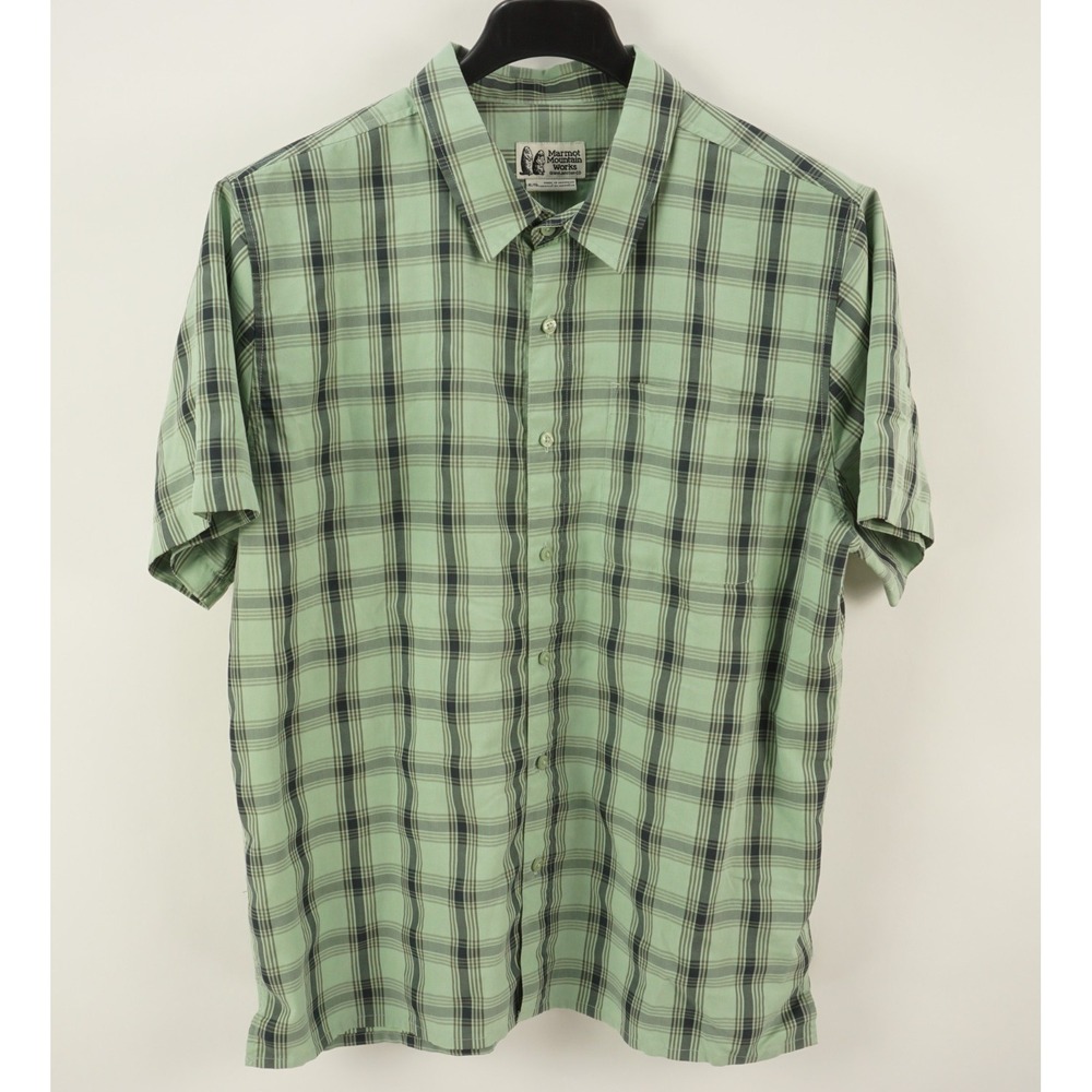 Marmot Mountain Works Eldridge‎ Performance Button Up Shirt Men's XL Green Plaid